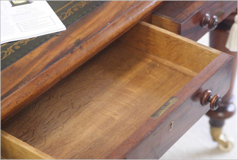 3050 Antique Victorian Mahogany Six Drawer Library Table (9)